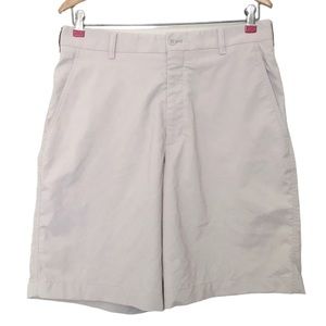 Nike Golf Shorts Fit Dry Flex Flat Front Chino Shorts Light Bone Khaki 32